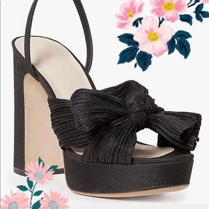 Black bow platform heels